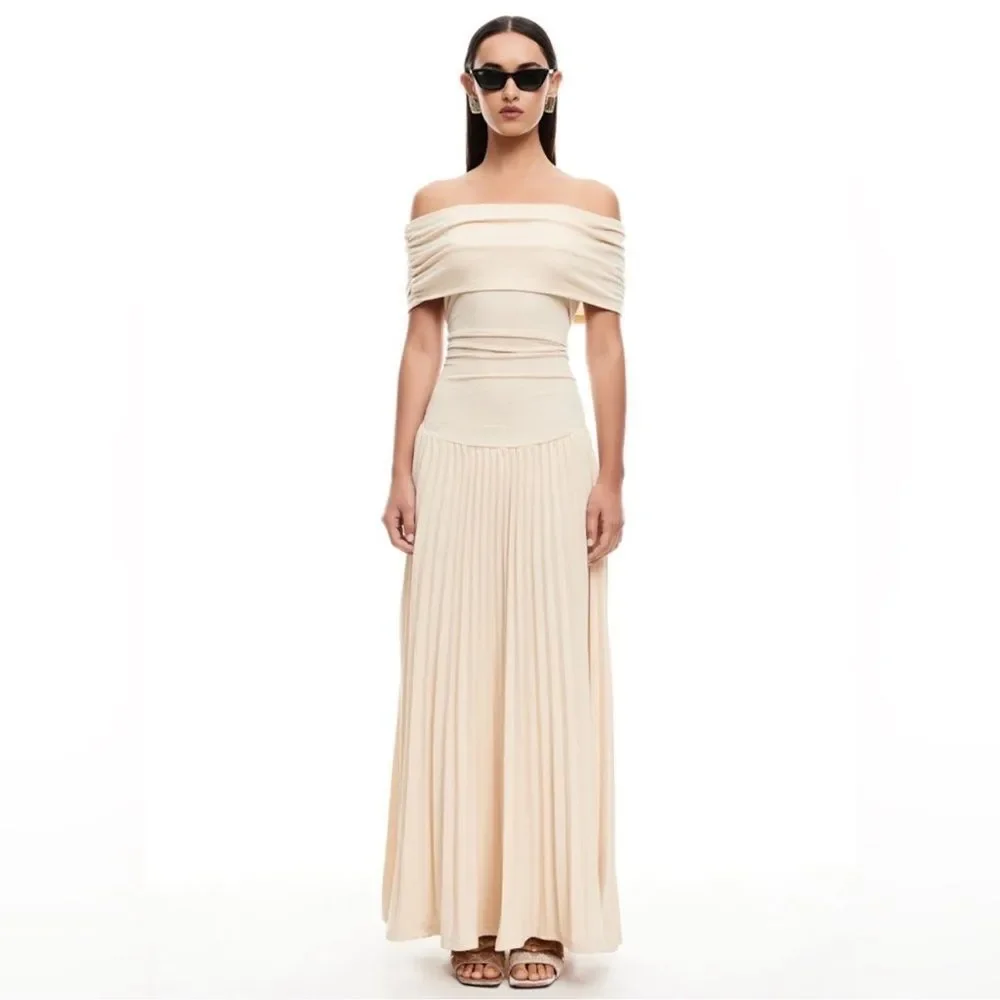 Field of Dreams Lioness Cream Off-Shoulder Maxi Dress